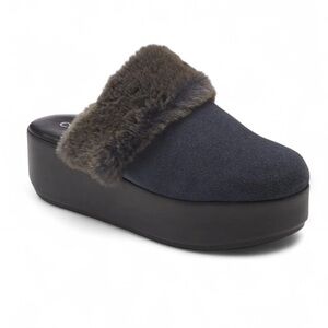 NWOB CORDANI Darby Faux Fur Clog Platform - Navy MSRP $225